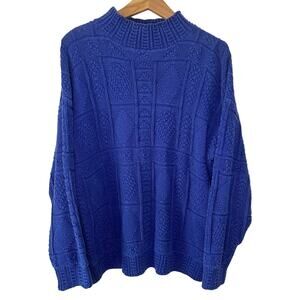 GAP Men's Vintage Blue Chunky Mock Neck Warm Cozy Sweater Size L